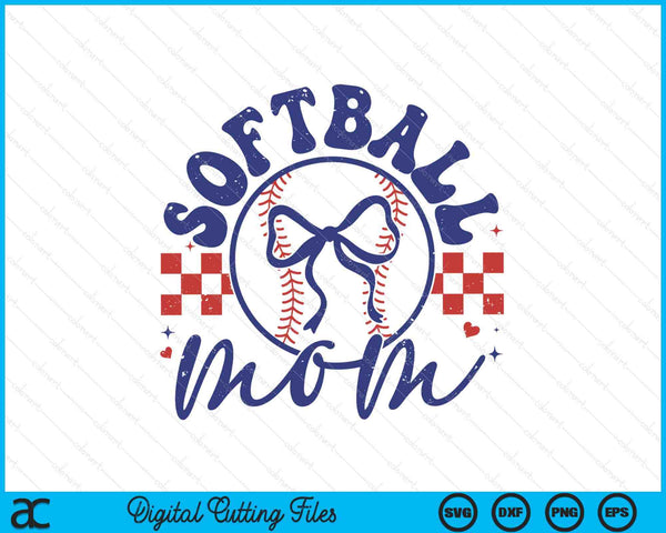 Softball mom coquette bow Mother's Day SVG cut file