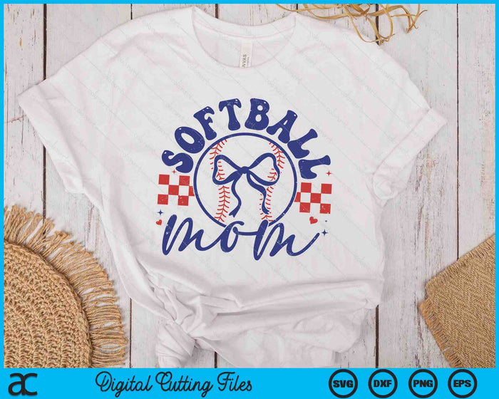 Softball Mom Coquette Bow Mother's Day SVG PNG Digital Printable Files