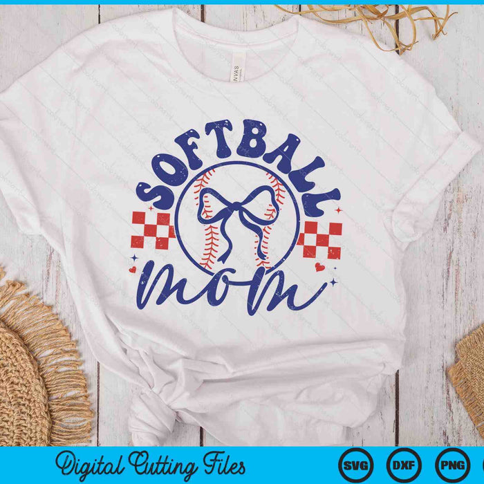 Softball Mom Coquette Bow Mother's Day SVG PNG Digital Printable Files