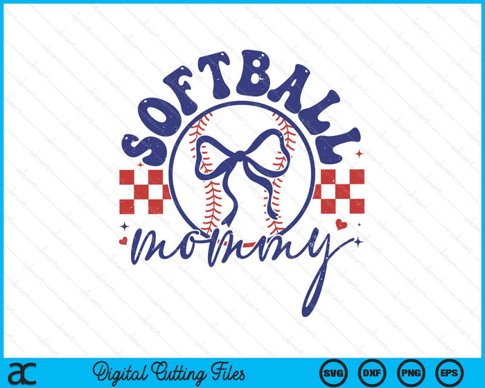 Softball Mommy Coquette Bow Mother's Day SVG PNG Digital Printable Files