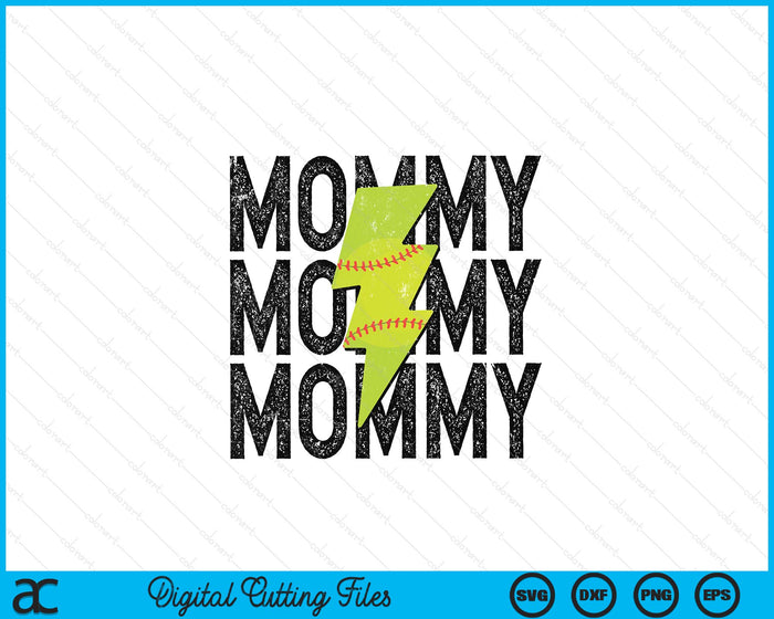 Softball Mommy Distressed Lightning Bolt SVG PNG Digital Printable Files