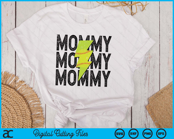 Softball Mommy Distressed Lightning Bolt SVG PNG Digital Printable Files