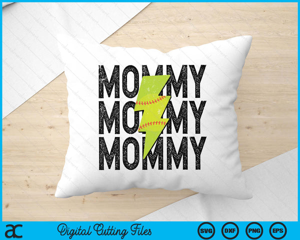 Softball Mommy Distressed Lightning Bolt SVG PNG Digital Printable Files