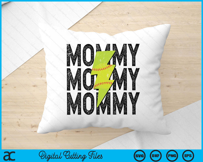 Softball Mommy Distressed Lightning Bolt SVG PNG Digital Printable Files