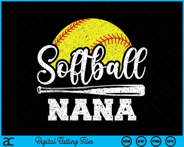 Softball Nana Softball Player Game Day Father's Day Gift SVG PNG Digital Cutting Files