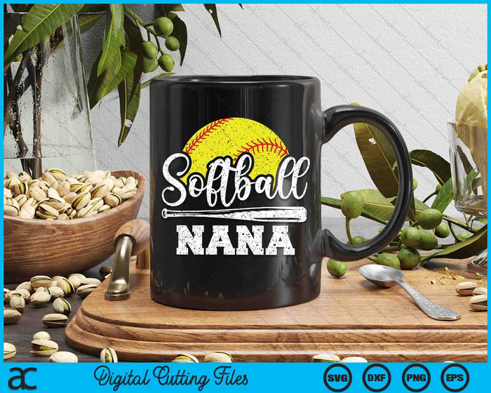 Softball Nana Softball Player Game Day Father's Day Gift SVG PNG Digital Cutting Files