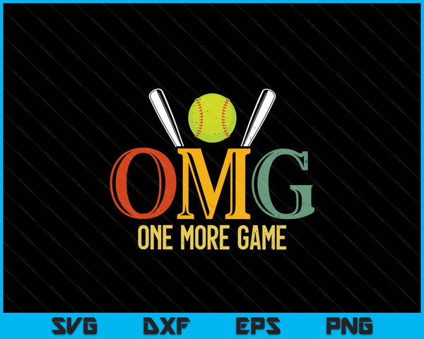 Softball OMG One More Game Softball Sports Men Women SVG PNG Digital Cutting Files