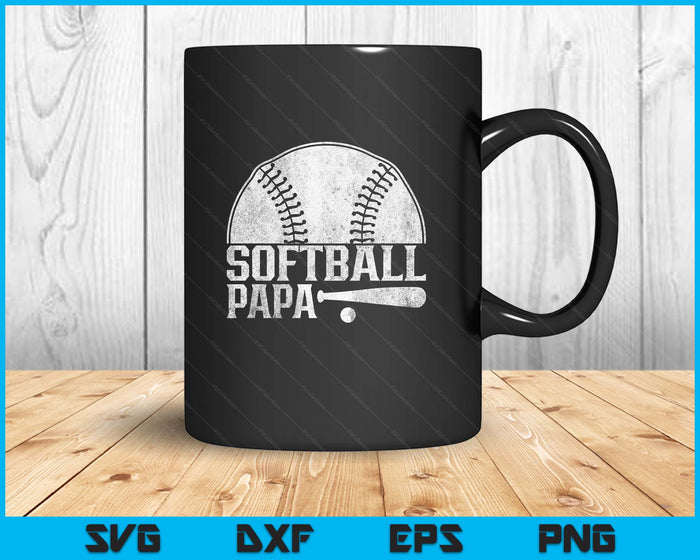 Softball Papa Hobby Lover Player Softballer SVG PNG Digital Printable Files