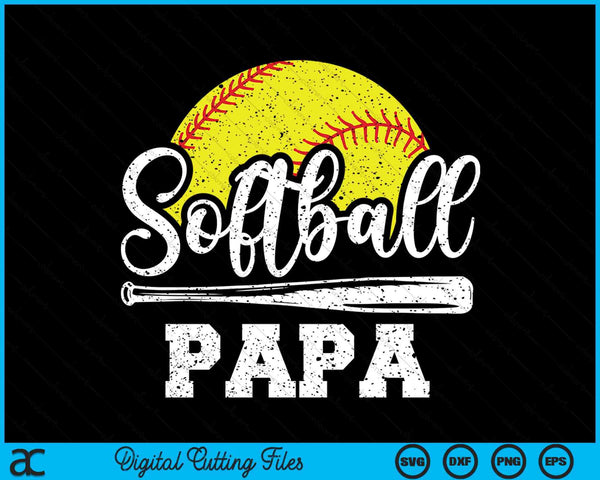 Softball Papa Softball Player Game Day Father's Day Gift SVG PNG Digital Cutting Files