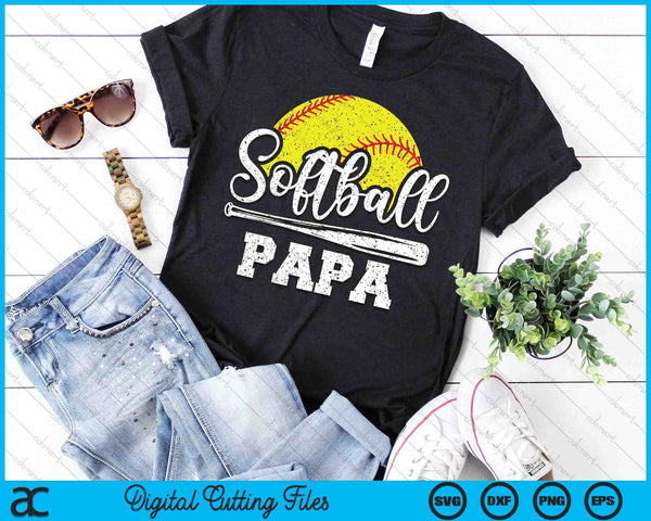 Softball Papa Softball Player Game Day Father's Day Gift SVG PNG Digital Cutting Files