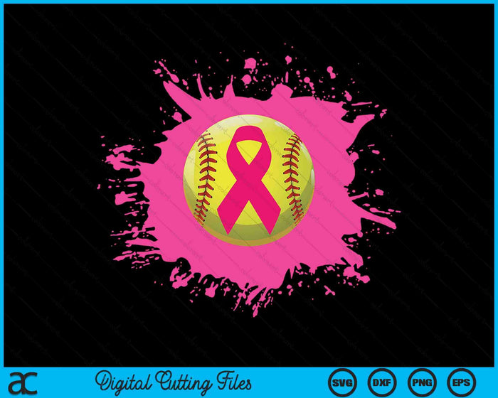 Softball Pink Ribbon Breast Cancer Awareness SVG PNG Digital Cutting Files