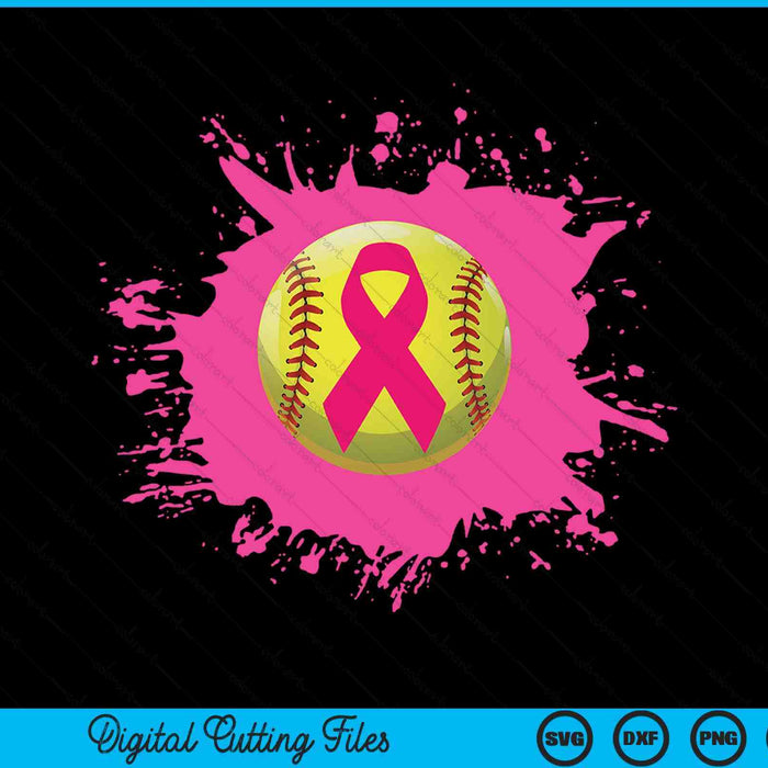 Softball pink ribbon breast cancer awareness SVG cut file