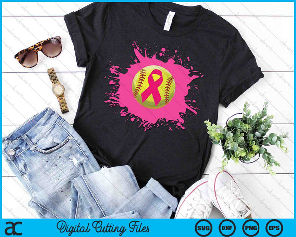 Softball Pink Ribbon Breast Cancer Awareness SVG PNG Digital Cutting Files