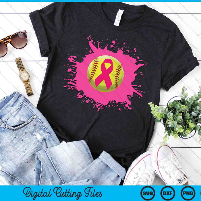 Softball Pink Ribbon Breast Cancer Awareness SVG PNG Digital Cutting Files