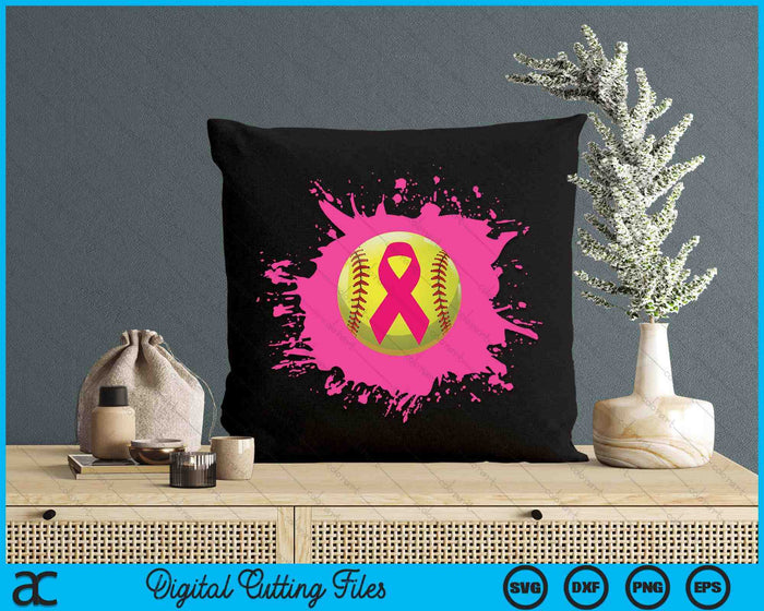 Softball Pink Ribbon Breast Cancer Awareness SVG PNG Digital Cutting Files