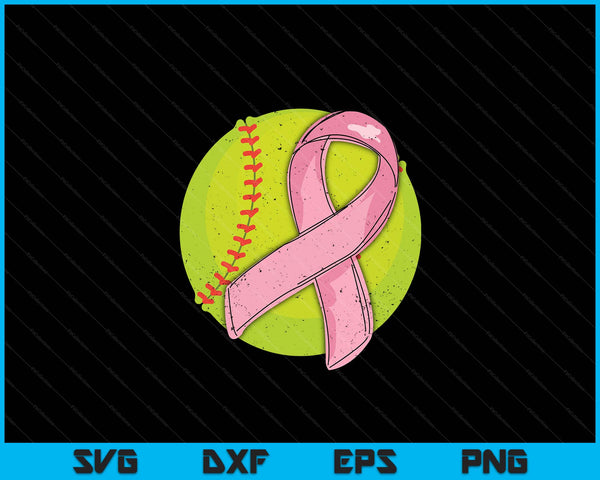 Softball Pink Ribbon Breast Cancer Awareness Sport Lover SVG PNG Digital Cutting Files