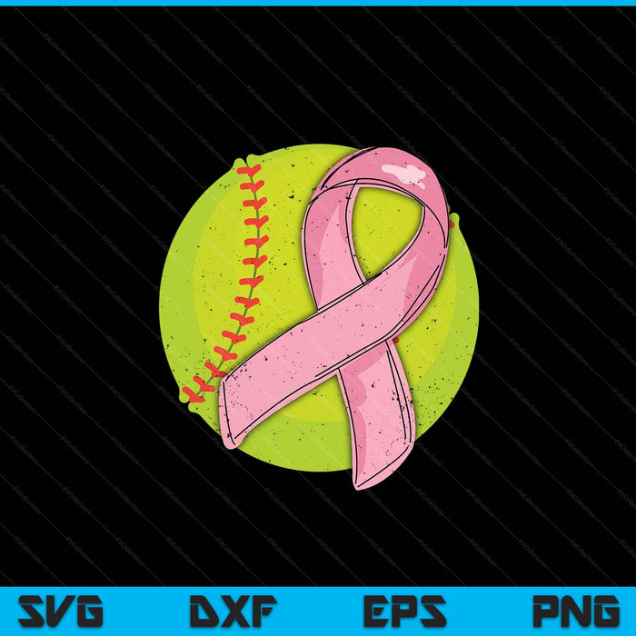 Softball pink ribbon breast cancer awareness sport lover SVG cut file