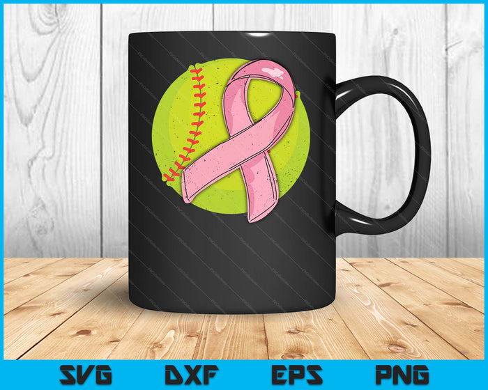 Softball Pink Ribbon Breast Cancer Awareness Sport Lover SVG PNG Digital Cutting Files