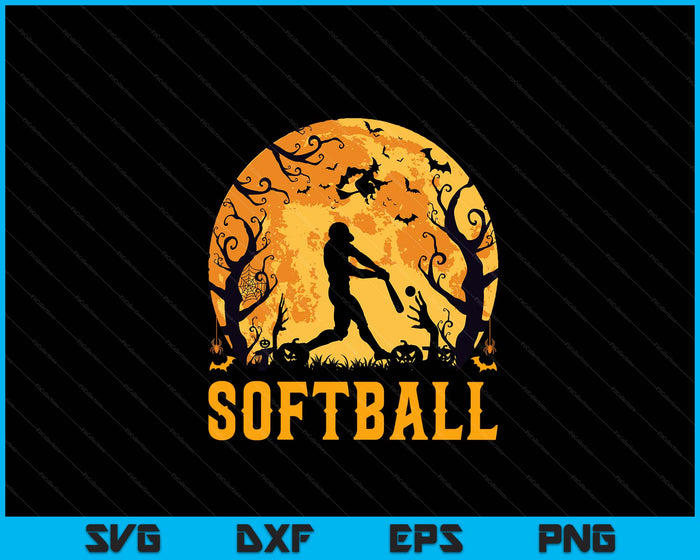 Softball Player Halloween Spooky Softball Lover Halloween SVG PNG Digital Cutting File