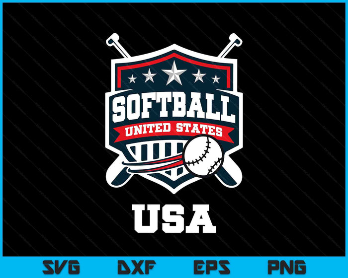 Softball USA Support The Team USA Flag SVG PNG Digital Printable Files