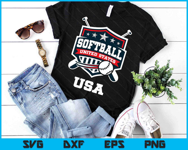 Softball USA Support The Team USA Flag SVG PNG Digital Printable Files