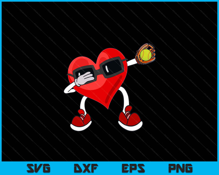 Softball Valentines Day Dabbing Heart Kids Boys SVG PNG Digital Printable Files