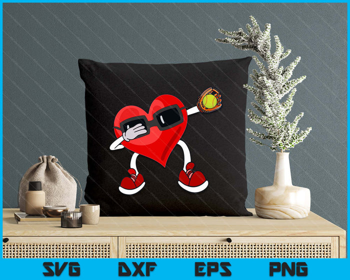 Softball Valentines Day Dabbing Heart Kids Boys SVG PNG Digital Printable Files