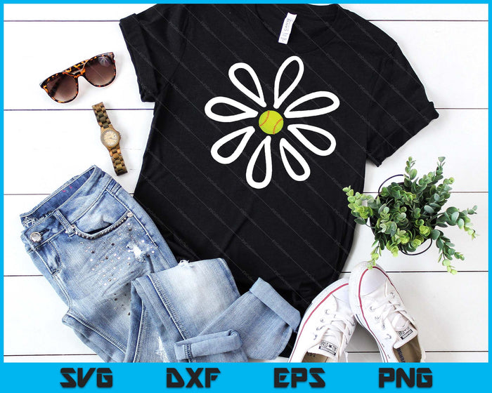 Softball shirts Flower Daisy Softball center SVG PNG Digital Cutting File