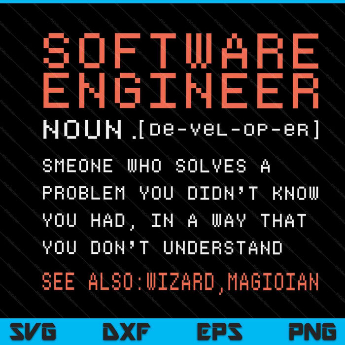 Software-Engineer Developer Definition Programming SVG PNG Digital Cutting Files