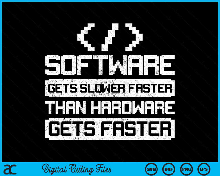Software Gets Slower Faster Than Hardware Gets Faster Programmer SVG PNG Digital Cutting Files