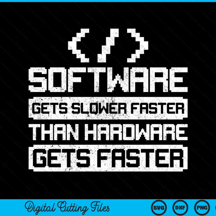 Software Gets Slower Faster Than Hardware Gets Faster Programmer SVG PNG Digital Cutting Files