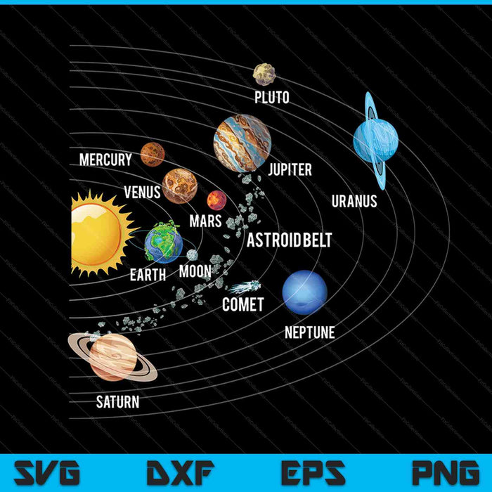Solar system planets astronomy space science SVG cut file