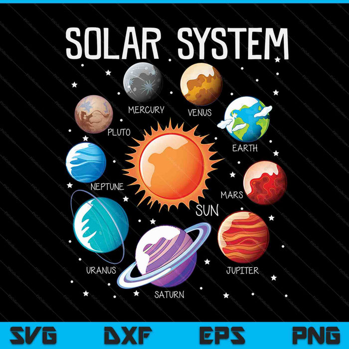 Solar system planets science space STEM Kids SVG cut file