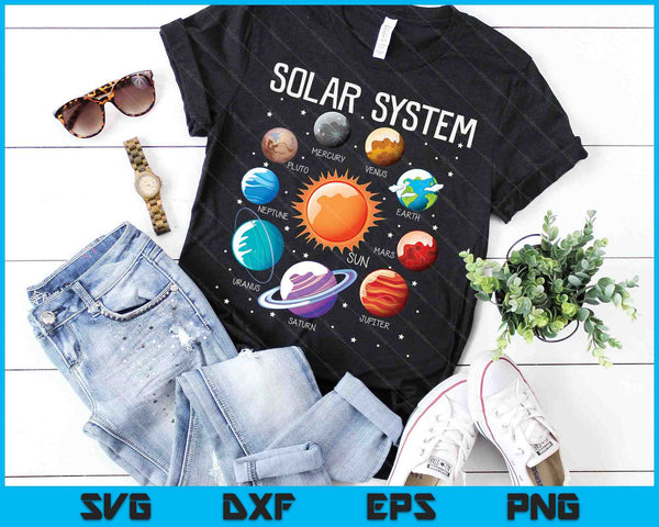 Zonnestelsel planeten wetenschap ruimte jongens meisjes STEM Kids SVG PNG digitale snijbestanden