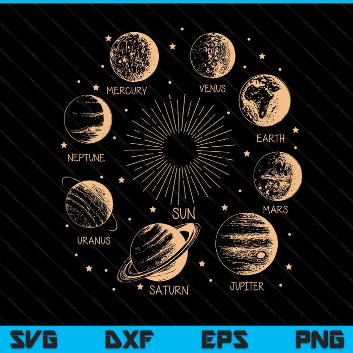 Solar system planets space science galaxy astrology universe SVG cut file