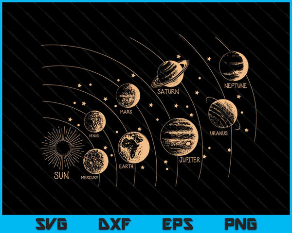 Zonnestelsel planeten ruimtewetenschap Galaxy astrologie universum SVG PNG digitale snijbestanden