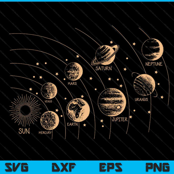 Solar system planets space science galaxy astrology universe SVG cut file