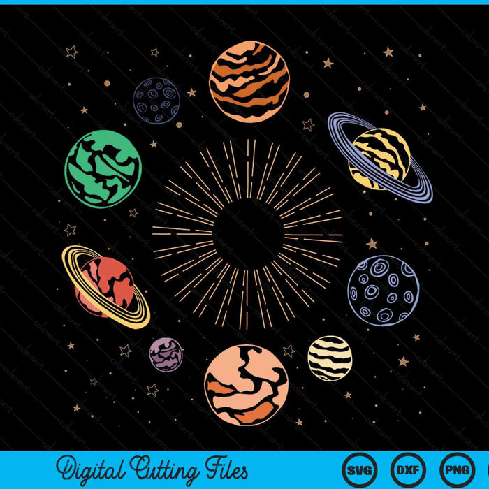 Solar system planets space science galaxy astrology universe SVG cut file