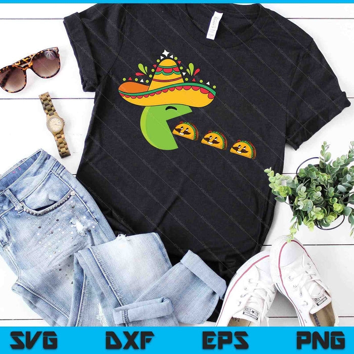 Sombrero taco's eten met snorren Cinco de Mayo SVG PNG digitale snijbestanden