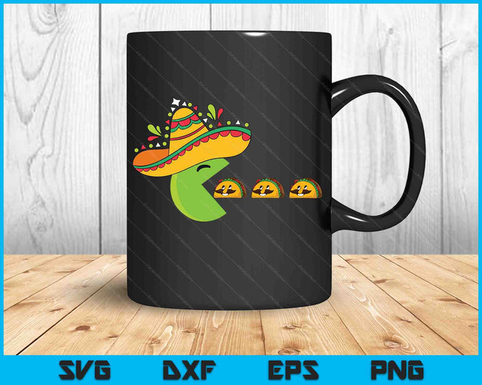 Sombrero Eating Tacos With Mustaches Cinco de Mayo SVG PNG Digital Cutting Files