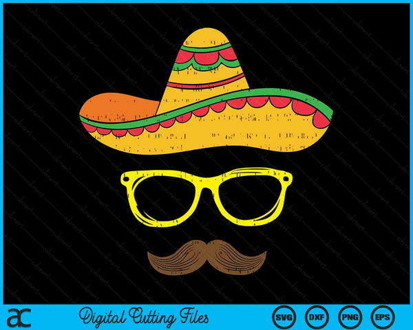 Sombrero Face Cinco De Mayo Mexican Fiesta Party SVG PNG Digital Cutting Files