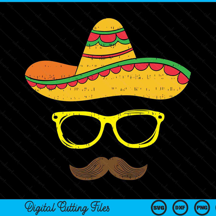 Sombrero face Cinco de Mayo Mexican fiesta party SVG cut file