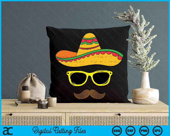Sombrero Face Cinco De Mayo Mexican Fiesta Party SVG PNG Digital Cutting Files