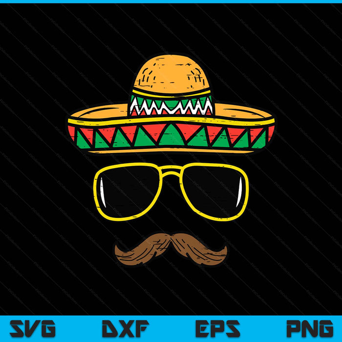 Sombrero Face Cinco De Mayo Mexican Fiesta Party SVG PNG Digital Printable Files