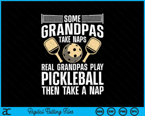 Algunos abuelos toman siestas Los abuelos reales juegan Pickleball SVG PNG Archivos de corte digital