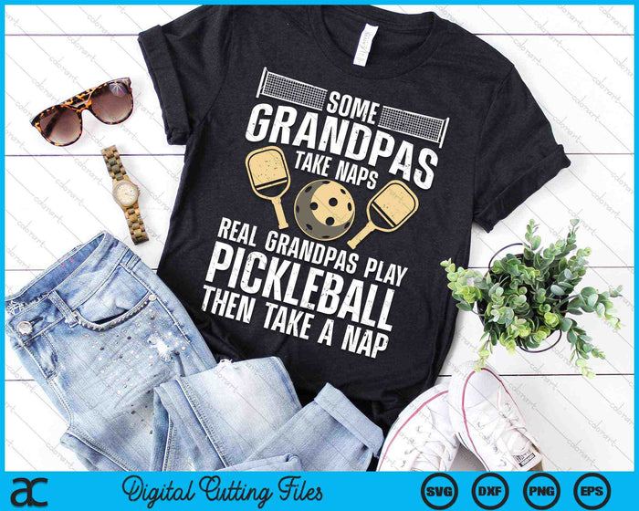 Algunos abuelos toman siestas Los abuelos reales juegan Pickleball SVG PNG Archivos de corte digital