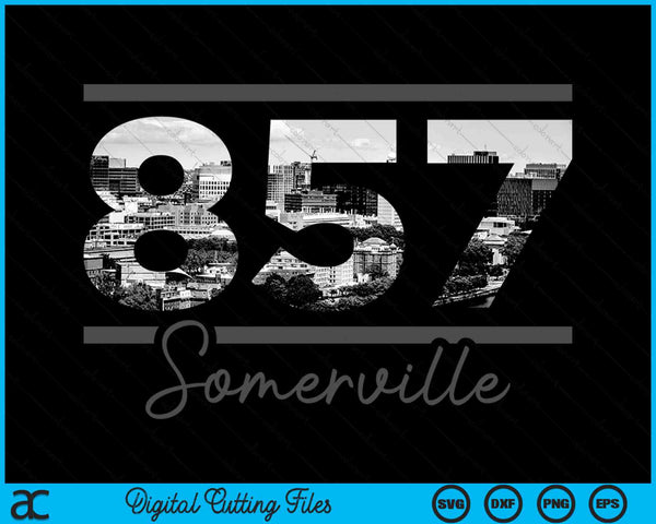 Somerville 857 Area Code Skyline Massachusetts Vintage SVG PNG Digital Cutting Files