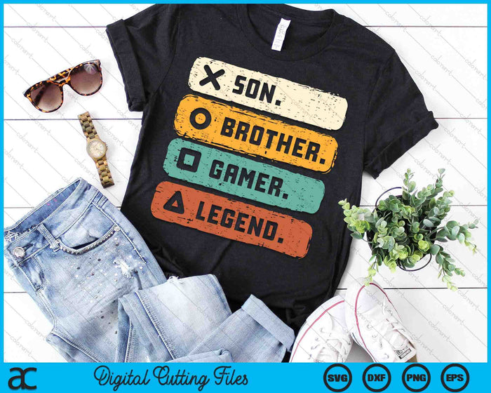 Son Brother Video Gamer Legend Gaming SVG PNG Digital Printable Files