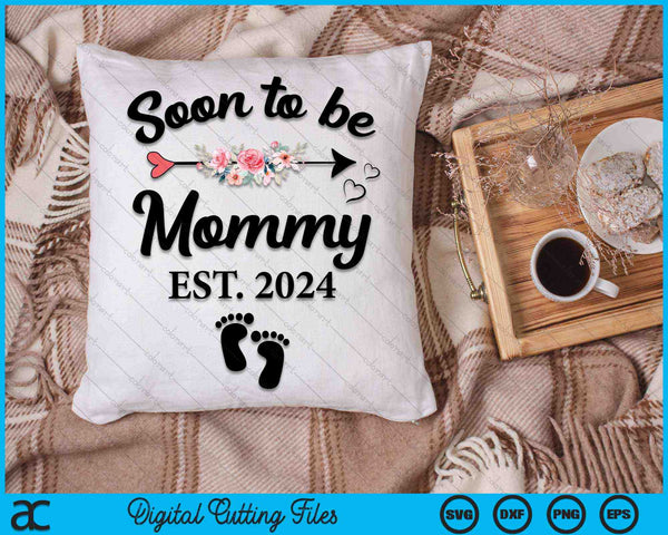 Binnenkort mama 2024 nieuwe mama SVG PNG digitale snijbestanden