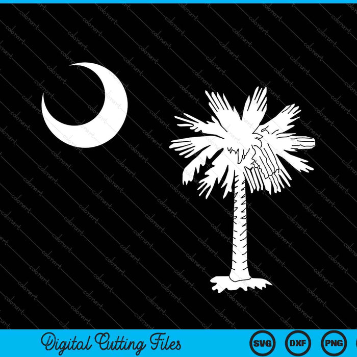 Vlag van de staat South Carolina Palmetto Tree Crescent Moon SVG PNG snijden afdrukbare bestanden